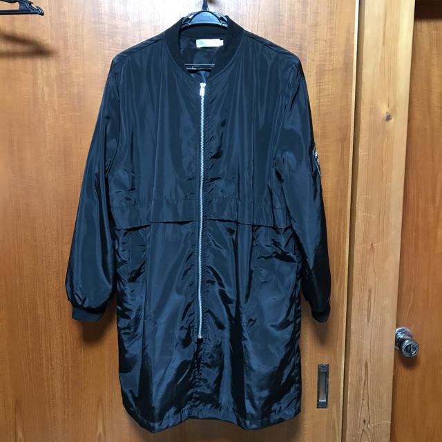 【ロング丈】ブルゾン 黒 レディースのジャケット/アウター(ブルゾン)の商品写真