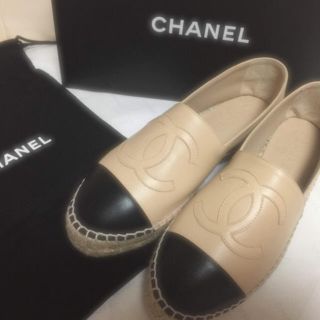 シャネル(CHANEL)の【新品正規】CHANEL エスパドリーユ レザー ベージュ 37(スニーカー)