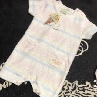 ジェラートピケ(gelato pique)の新品 ジェラートピケ Baby ロンパース 70-80 モコモコ ボーダー(ロンパース)