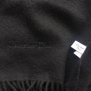 Christian Dior - 黒 カシミア大判ストール 美品 クリスチャン