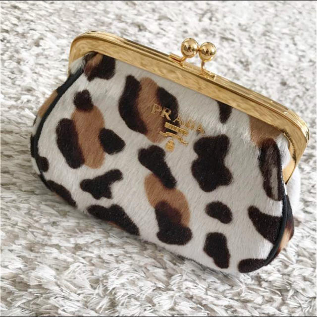 PRADA プラダ 確実本物 ハラコ ヒョウ柄 ポーチ コインケース 小物入れ | フリマアプリ ラクマ