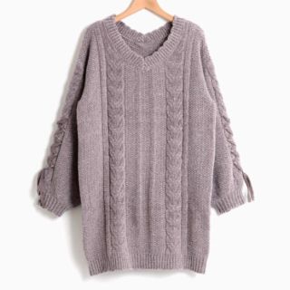 マジェスティックレゴン(MAJESTIC LEGON)のマジェスティックレゴン レースアップ ニットワンピ 今期 完売品(ミニワンピース)