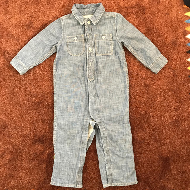 babyGAP(ベビーギャップ)のkykey様専用！ギャップ☆つなぎ デニム地長袖ロンパース キッズ/ベビー/マタニティのキッズ服男の子用(90cm~)(その他)の商品写真