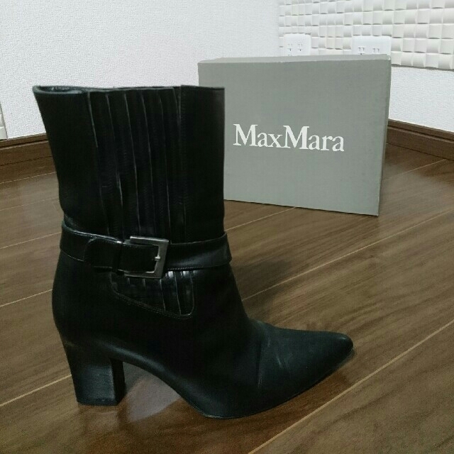 【Max Mara】マックスマーラ ショートブーツ ブラック 黒 1