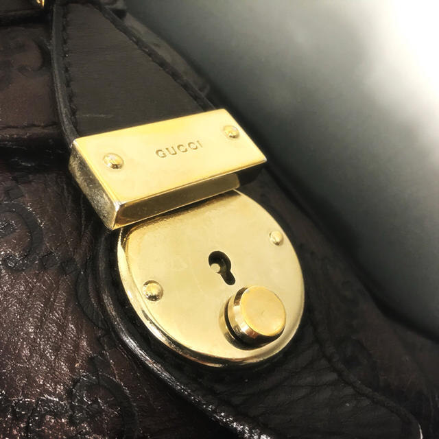 GUCCI - GUCCI グッチ シマ レザー ブリーフケース バッグ 鞄の GUCCI - GUCCI グッチ シマ レザー ブリーフケース バッグ 鞄の