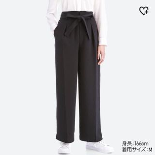 ユニクロ(UNIQLO)の早いもの勝ち！秋冬♡【新品タグ付き】ユニクロ ハイウエストリボンワイドパンツ(カジュアルパンツ)