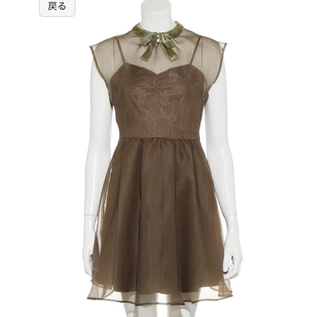 Lily Brown(リリーブラウン)のLily Brown ベロアパールリボン付きドレス 極美品 レディースのワンピース(ミニワンピース)の商品写真