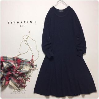 エストネーション(ESTNATION)のESTNATION bis . ホールガーメント フレア ニット ワンピース(ひざ丈ワンピース)