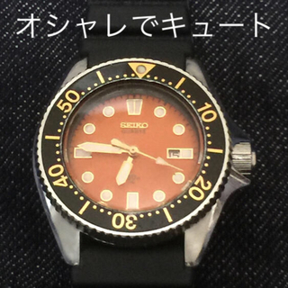 セイコー(SEIKO)のセイコー ダイバー オレンジ 電池交換 ベルト交換済み(腕時計)
