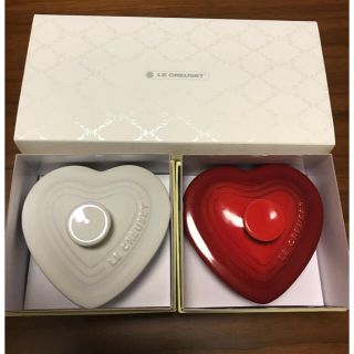 ルクルーゼ(LE CREUSET)の【専用】ルクルーゼ ラムカン◆ホワイト×レッド 箱付き(食器)