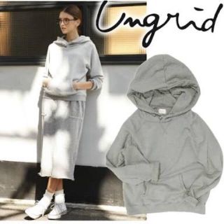 アングリッド(Ungrid)の未使用★難あり UNGRID コンチョフードパーカー★グレー★フリーサイズ(パーカー)