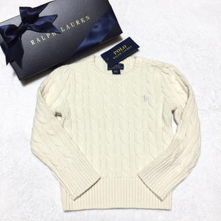 ポロラルフローレン(POLO RALPH LAUREN)の定価13,932円♡新品✨ケーブルニット コットンセーター 100 / ホワイト(ニット)