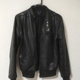 レザー 革 ライダース 黒 blk MA-1 ショート 古着 アンティーク(レザージャケット)