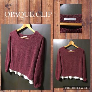 オペークドットクリップ(OPAQUE.CLIP)のOPAQUE.CLIP 長袖カットソー　ツイード×シフォンM 美品(カットソー(長袖/七分))