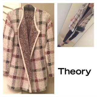 セオリー(theory)の早い者勝ち🙋最終お値下げ中🍿✨💕定価60000円 チェックコーディガン(ロングコート)