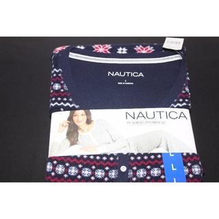 ノーティカ(NAUTICA)のNAUTICA レディース　パジャマ　Ｌ　紺系　雪模様柄　未使用(パジャマ)