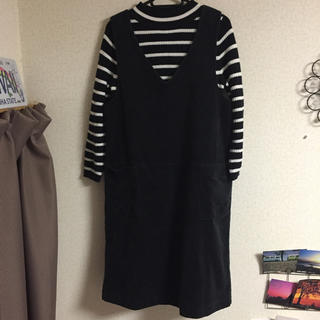 セシール(cecile)のジャンパースカート♡黒(ひざ丈ワンピース)