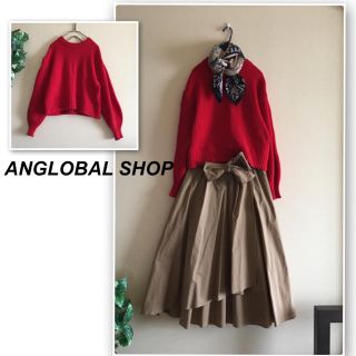 アングローバルショップ(ANGLOBAL SHOP)のうさくま様専用❣️アングローバルショップ✨赤のふんわり袖ニット(ニット/セーター)