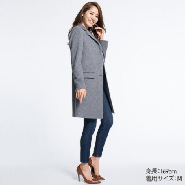 UNIQLO(ユニクロ)のUNIQLO ウールカシミヤチェスターコート グレー S レディースのジャケット/アウター(チェスターコート)の商品写真