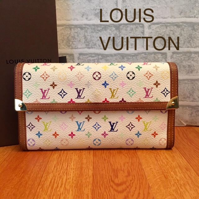 LOUIS VUITTON(ルイヴィトン)のルイヴィトン かわいい モノグラム マルチカラー 白 三つ折り長財布 レディースのファッション小物(財布)の商品写真
