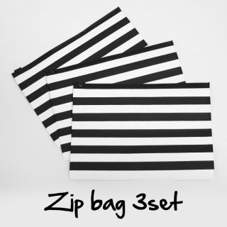 【店内全品送料無料】ボーダージップバック3個セット zipbag(ポーチ)