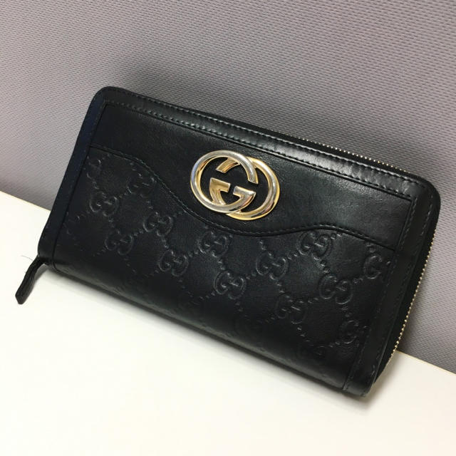 Gucci   大人気‼️GUCCI シマレザーラウンドファスナー 長財布⭐黒の