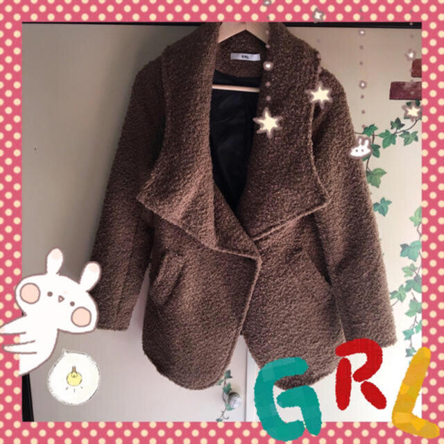 GRL(グレイル)のGRL(グレイル)完売品！ボアウールジャケットコート アウター ブラウンM レディースのジャケット/アウター(ピーコート)の商品写真