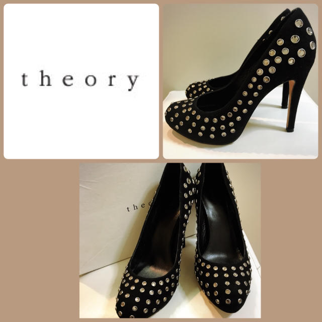 theory(セオリー)の定価3.9万♡theory♡ブラックスエード ビジュースタッズ  パンプス♡ レディースの靴/シューズ(ハイヒール/パンプス)の商品写真