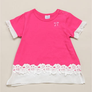 ハッカベビー(hakka baby)のシフォン花柄 半袖Tシャツ (Tシャツ/カットソー)