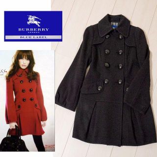 バーバリーブルーレーベル(BURBERRY BLUE LABEL)の★バーバリーブルーレーベル　雑誌掲載　人気コート　黒38★(ロングコート)