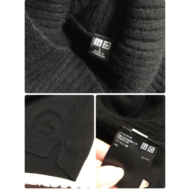 UNIQLO(ユニクロ)のUNIQLO　カシミヤ100% タートルネックセーター ユニクロ 黒 ブラック  レディースのトップス(ニット/セーター)の商品写真