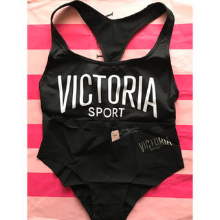 ヴィクトリアズシークレット(Victoria's Secret)の新品ヴィクトリアシークレットスポーツブラXS &ショーツSロゴ黒(ブラ&ショーツセット)