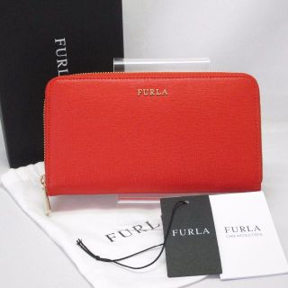 フルラ(Furla)の【正規品・鑑定済】新品　フルラ 長財布 レザー　ラウンドファスナー　オレンジ(財布)