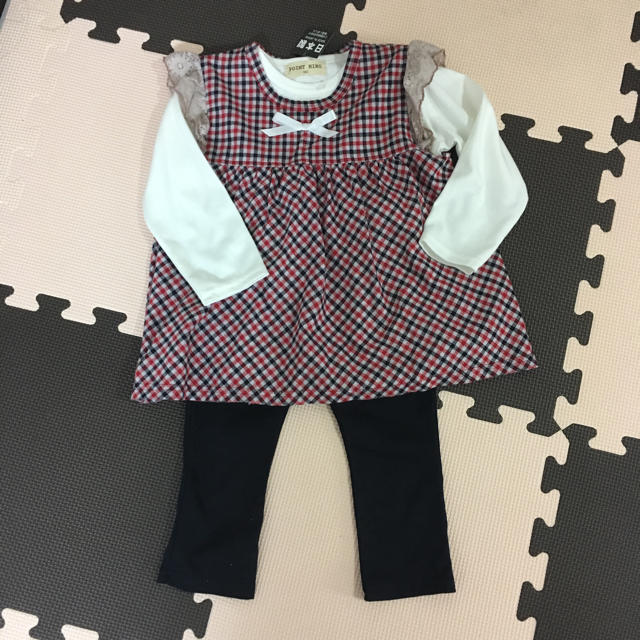 未使用☆チェックチュニック３点セット☆サイズ90 キッズ/ベビー/マタニティのキッズ服女の子用(90cm~)(ワンピース)の商品写真