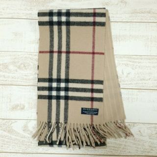 バーバリー(BURBERRY)のバーバリー ウール カシミア カシミヤ マフラー ライトベージュ(マフラー/ショール)