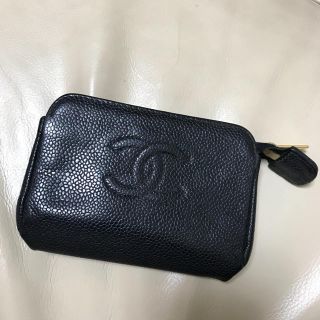 シャネル(CHANEL)のCHANEL シャネル ポーチ 黒 キャビアスキン(ポーチ)