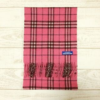 バーバリー(BURBERRY)の美品ふんわり ピンク カシミア100% バーバリー チェックマフラー ストール(マフラー/ショール)