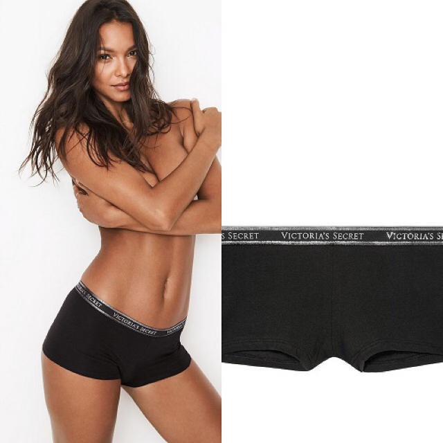 Victoria's Secret(ヴィクトリアズシークレット)の新品Victoria'ssecretロゴボーイショーツ黒 M レディースの下着/アンダーウェア(ショーツ)の商品写真