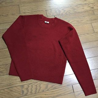 ユニクロ(UNIQLO)のユニクロ ユー ミラノリブクルーネックセーターウール混オーバーサイズ ボルドー(ニット/セーター)