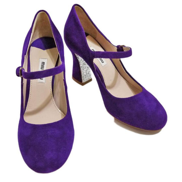 miumiu - 新品ミュウミュウmiu miuスエード ストラップシューズ（靴）紫#35の通販 by It Girls collection