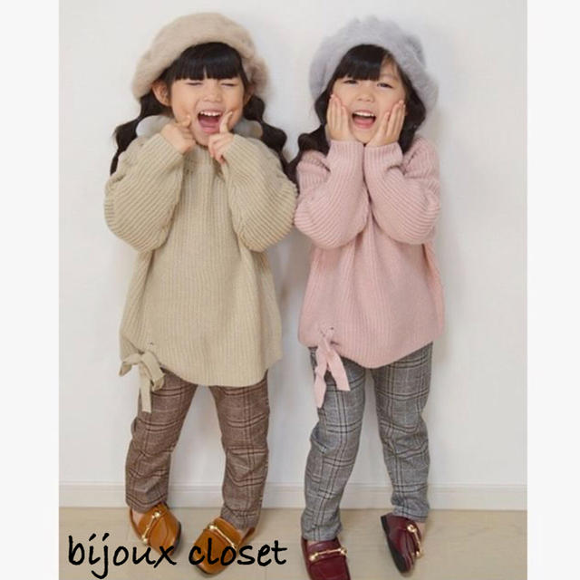 子供 リボン ローゲージニット  キッズ/ベビー/マタニティのキッズ服女の子用(90cm~)(ニット)の商品写真