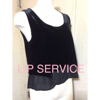 リップサービス(LIP SERVICE)のLIP SERVICE◆タグ付未使用◆黒◆シフォン＋ベロア◆異素材MIXタンク(タンクトップ)