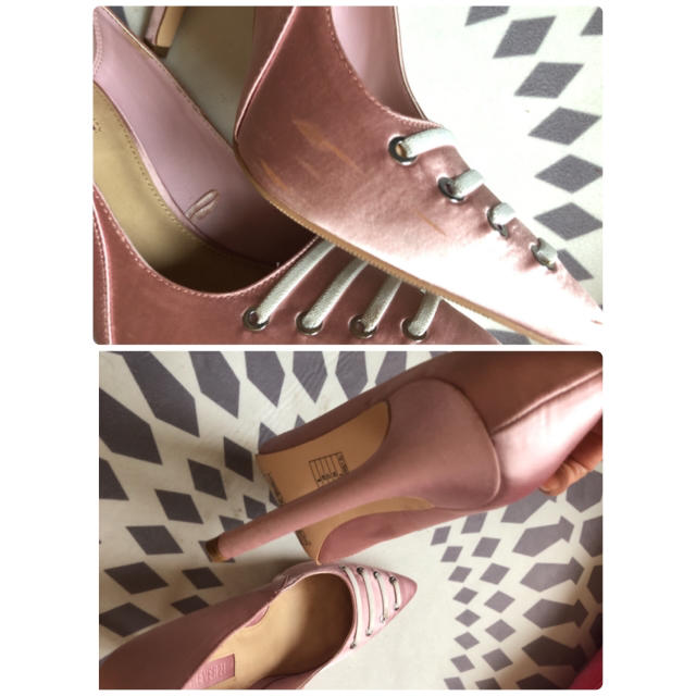 FOREVER 21(フォーエバートゥエンティーワン)のFOREVER  21  ピンク  サテン  パンプス  JP25  EU39 レディースの靴/シューズ(ハイヒール/パンプス)の商品写真