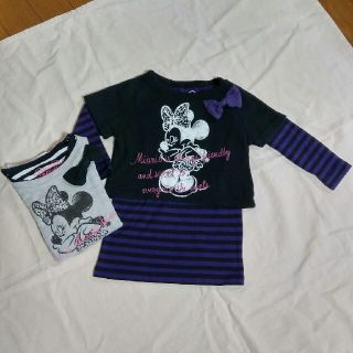 ディズニー(Disney)の90㎝ 2着セットミニーマウス重ね着トップス(Tシャツ/カットソー)