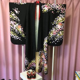 お値下げしました七五三7歳着物黒地に桜(和服/着物)