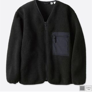 ユニクロ(UNIQLO)のUNIQLO U ボア フリース カーディガン ブラック L(カーディガン)