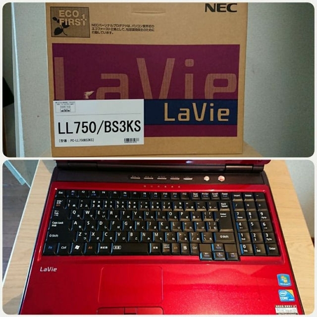 NEC(エヌイーシー)のジャンクPC☆NEC パソコン☆PC-LL750BS3KS☆レッド☆画面映らず スマホ/家電/カメラのPC/タブレット(ノートPC)の商品写真