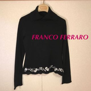 フランコフェラーロ(FRANCO FERRARO)のFRANCO FERRARO MILANOお花刺繍ニットプルオーバー(ニット/セーター)