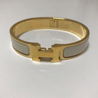 エルメス(Hermes)のHERMES エルメス バングル クリックH ホワイト×ゴールド(ブレスレット/バングル)