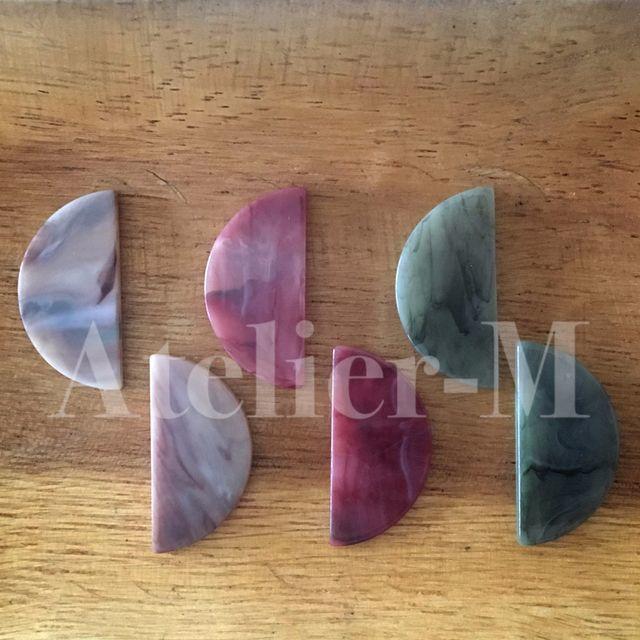 半月型marble plate colormix(各2個 計6個)A232 ハンドメイドの素材/材料(各種パーツ)の商品写真